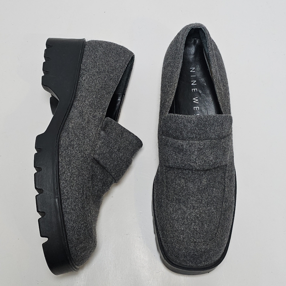 Nine West  Gray Garren Lug Loafers